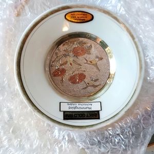 24k gold vintage Huming bird decor chokin plate